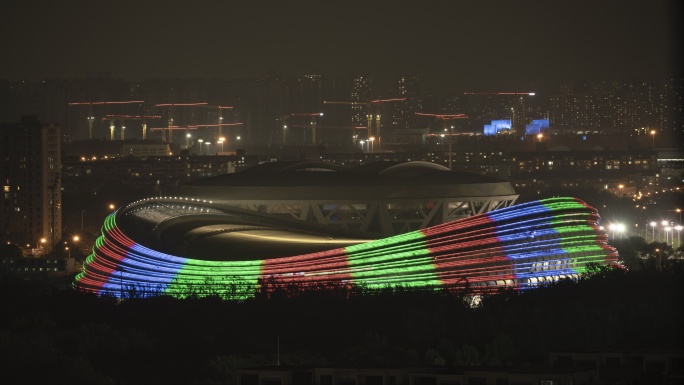 北京冬奥会主场馆冰丝带延时摄影