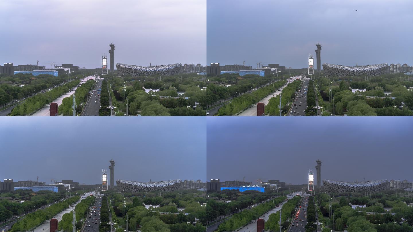 北京奥林匹克公园日转夜延时摄影