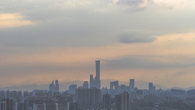 北京雨后晚霞延时摄影