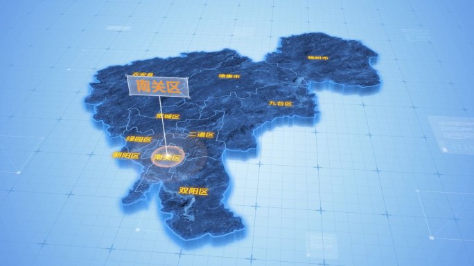 长春市南关区三维科技感地图