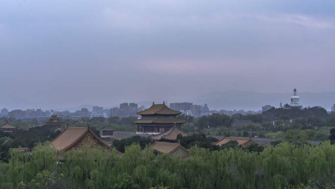 北京故宫神武门与北海大白塔亮灯延时摄影