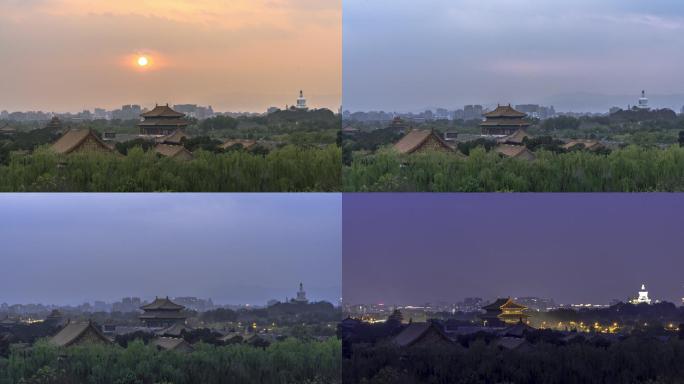 北京故宫神武门与北海大白塔亮灯延时摄影