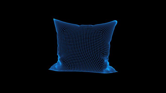 蓝色线框全息科技抱枕动画带通道