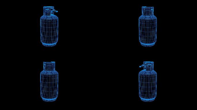 蓝色线框全息科技煤气罐动画带通道