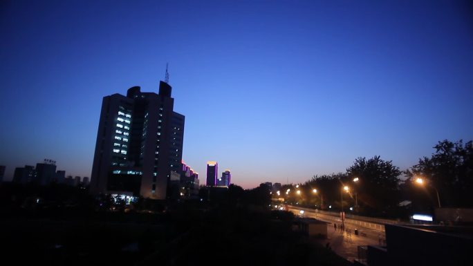 中国国际广播电台大楼夜景延时