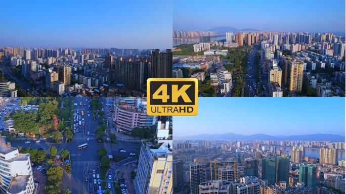 清远清城城市市区北江航拍