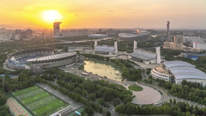 北京国家体育场日落夜景延时摄影