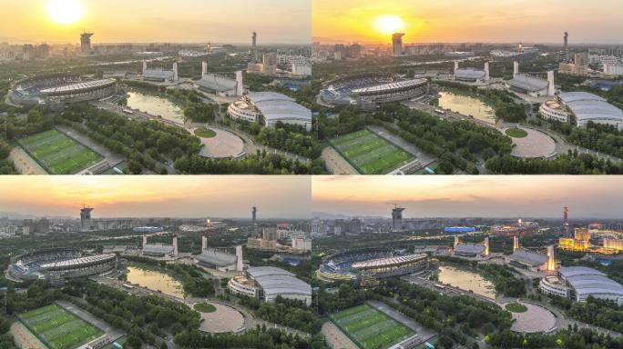 北京国家体育场日落夜景延时摄影