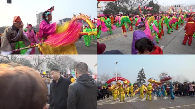 春节民间舞龙舞狮秧歌表演