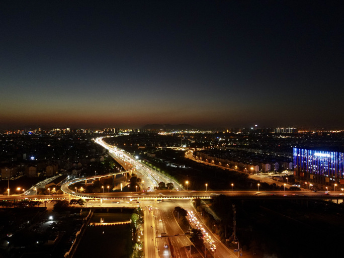 城市立交桥夜景航拍