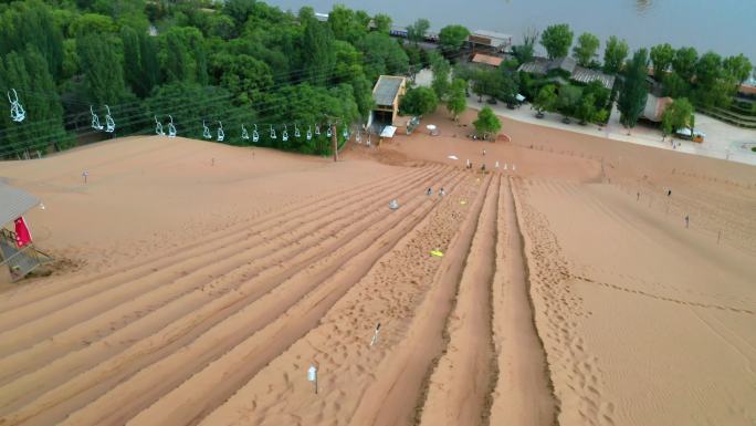 宁夏沙坡头滑沙项目航拍视频