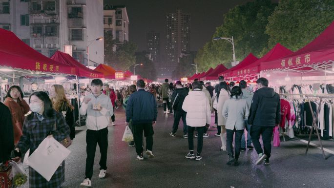 高质量 长沙热闹夜市人山人海  杨帆夜市