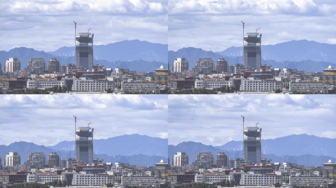 北京盘古大厦与高楼流云延时摄影