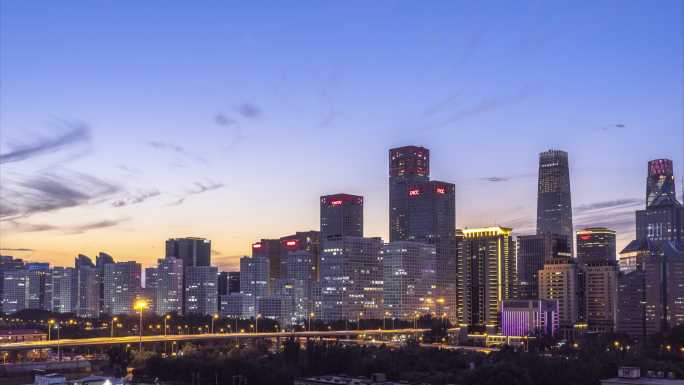 北京国贸日转夜延时摄影