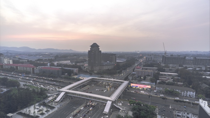 北京中关村桥日转夜延时摄影