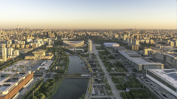 北京奥林匹克公园园区日转夜延时摄影