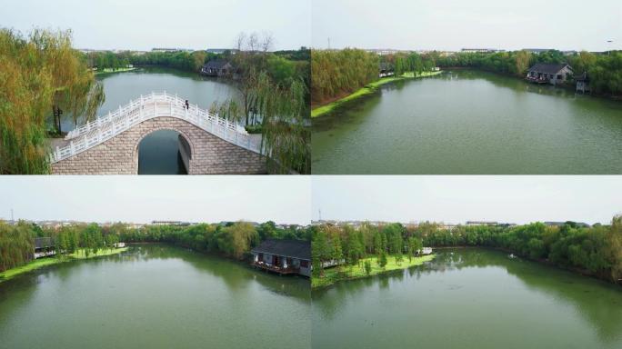 扬州仪征孔雀山公园江南春色航拍视频素材