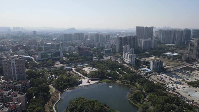 佛山宜居城市环境映月新城映月湖公园航拍