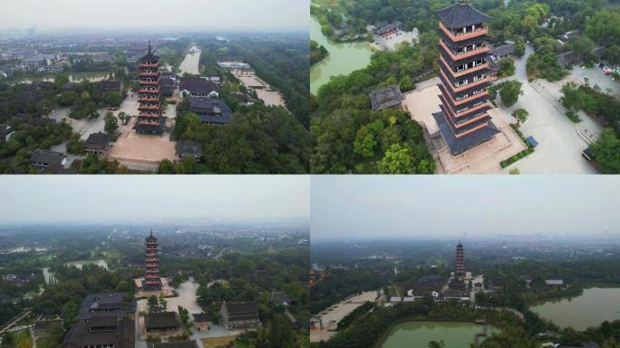 扬州大明寺栖灵塔航拍无人机甩尾视频