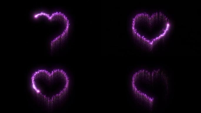 紫色唯美爱心粒子转圈带通道