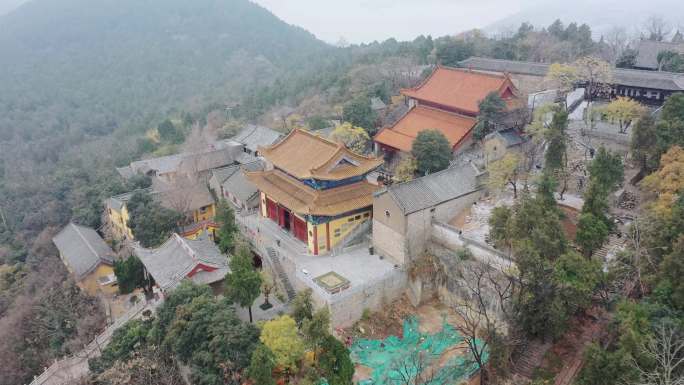 航拍徐州云龙山兴化寺饮鹤泉放鹤亭