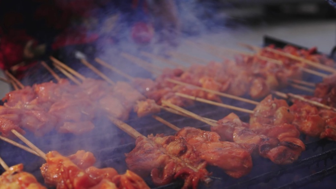 街头小吃夜市美食烟火气油炸升格