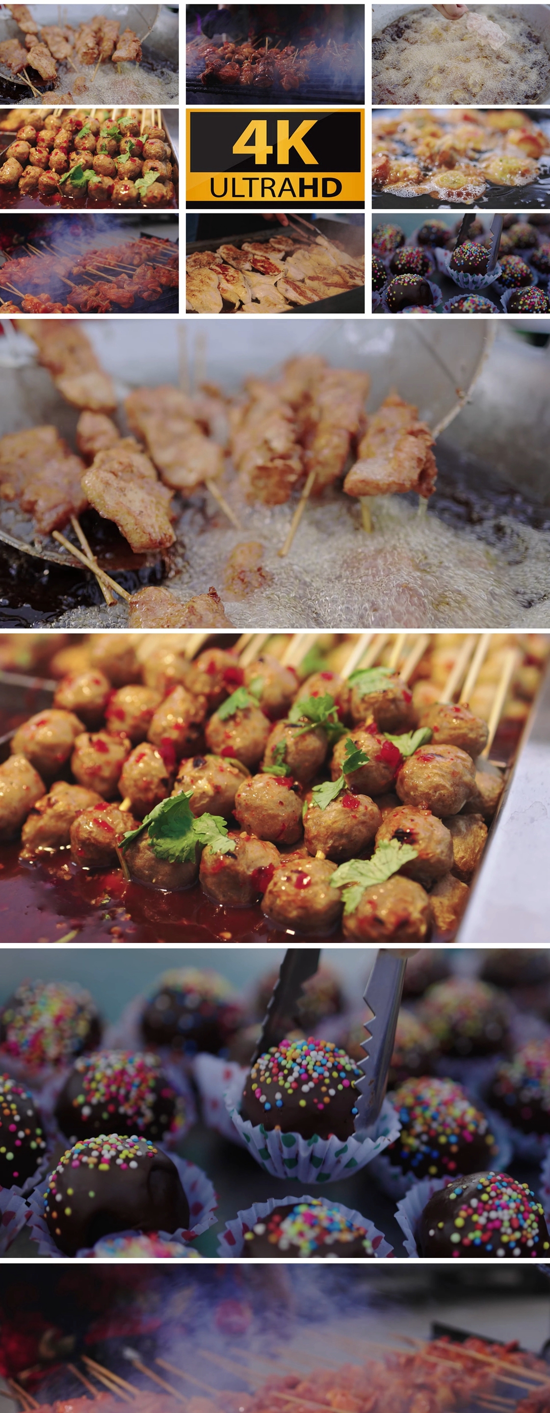 街头小吃夜市美食烟火气油炸升格