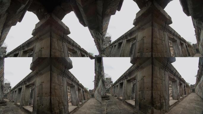 柬埔寨吴哥窟的茶胶寺 石头走廊