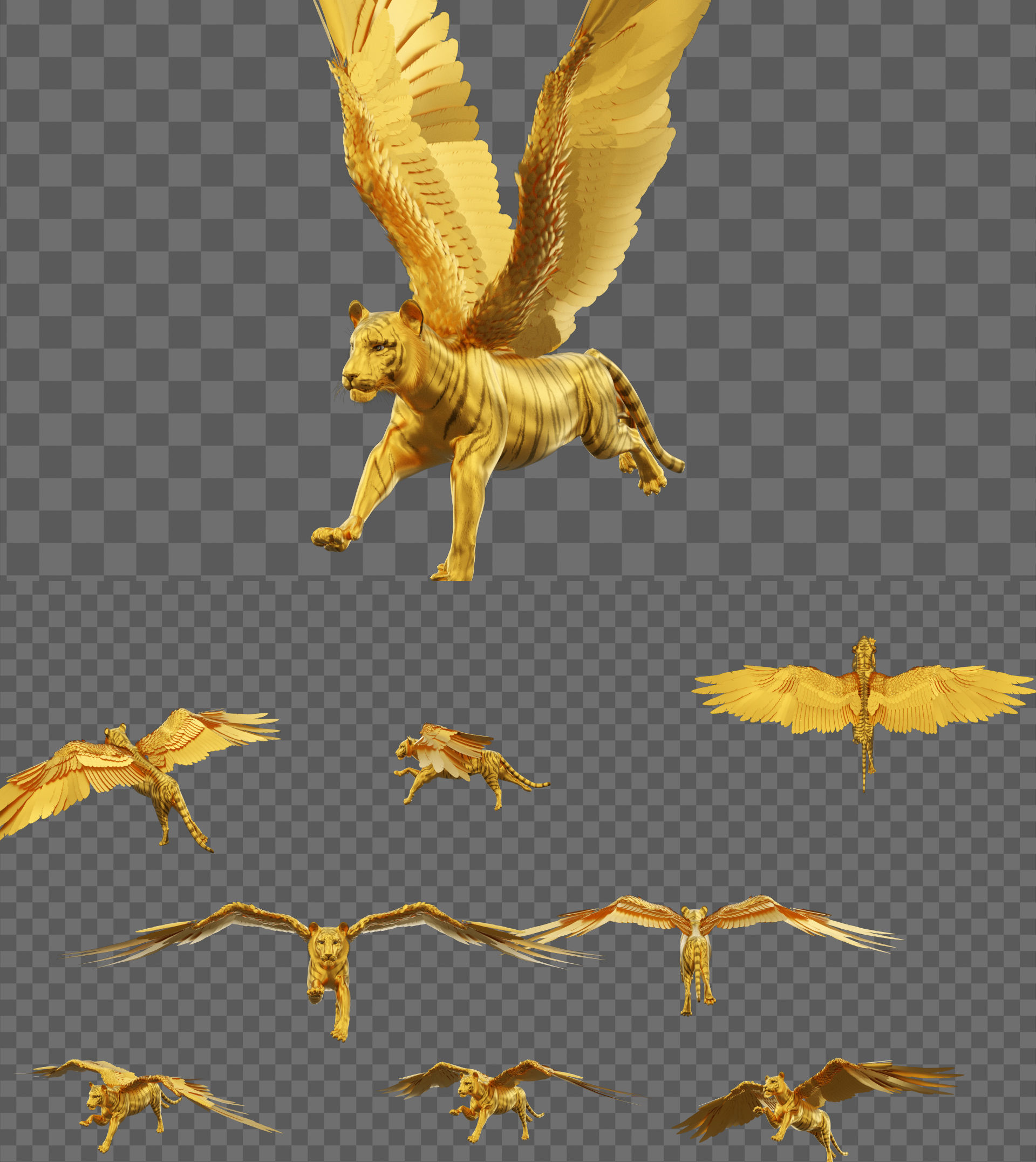 4k-8组金老虎飞虎奔跑飞翔-循环带通道