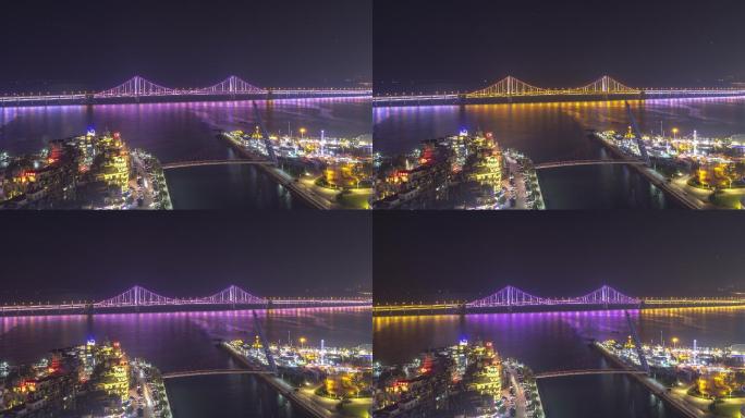 大连跨海大桥车流夜景延时摄影