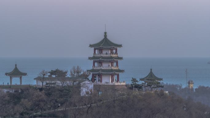 青岛小鱼山日转夜延时摄影