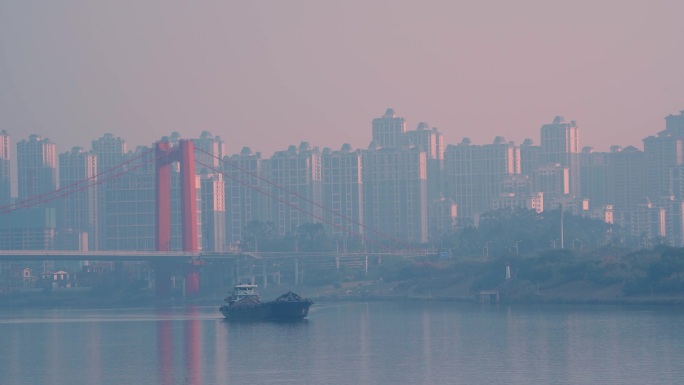 轮船轮渡货船运输河道交通大桥过桥南宁邕江