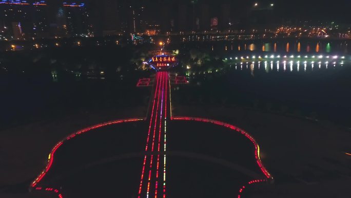 航拍玉溪聂耳音乐广场夜景