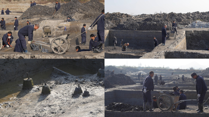 良渚考古挖掘土方作业