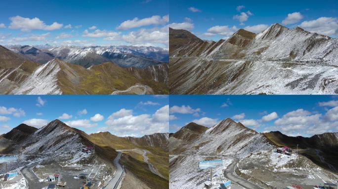 川西高原甘孜阿坝雪山群峰夹金山雪景航拍