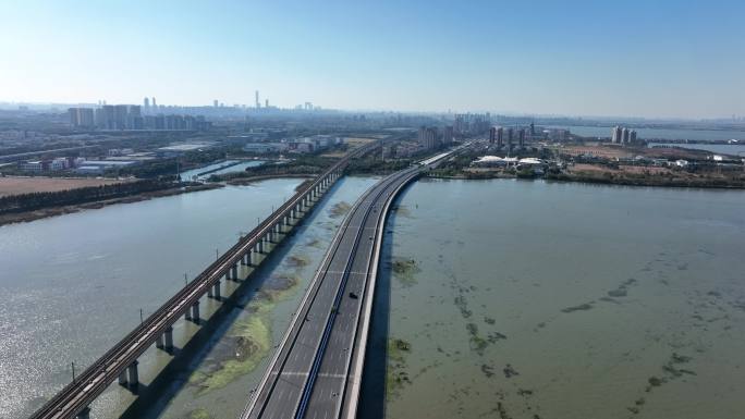 城市高速高铁大桥苏州昆山航拍