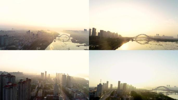 襄阳、襄州、东津大桥、城市日出、清晨
