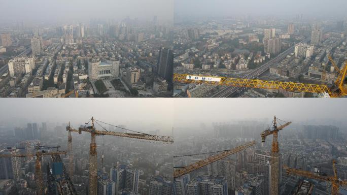 城市冬季天气雾霾阴天空气污染PM2.5