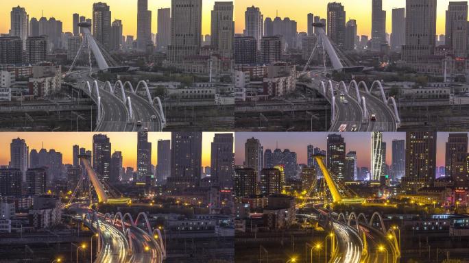 天津李公楼桥日转夜延时摄影