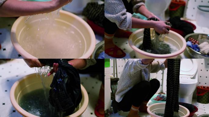 妇女洗衣服慢动作视频素材
