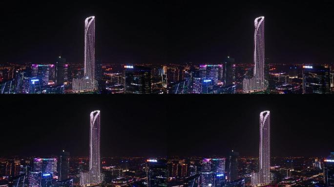 苏州最高楼城市夜景大厦金融中心航拍