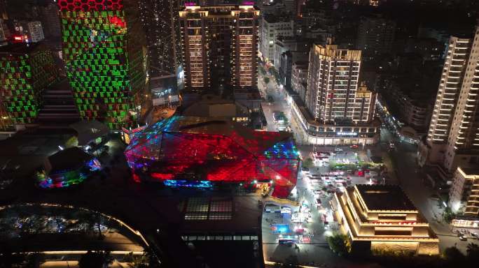 柳州城市建筑夜景柳州步行街