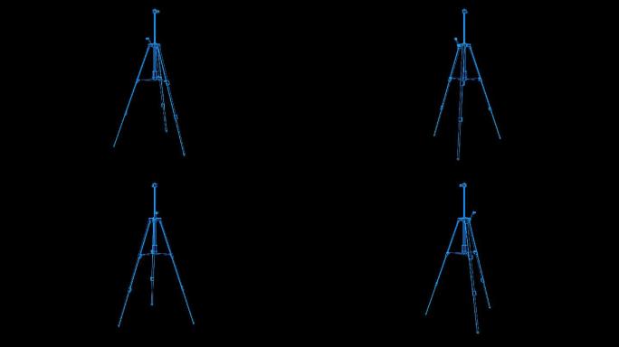 蓝色线框全息科技三脚架动画带通道