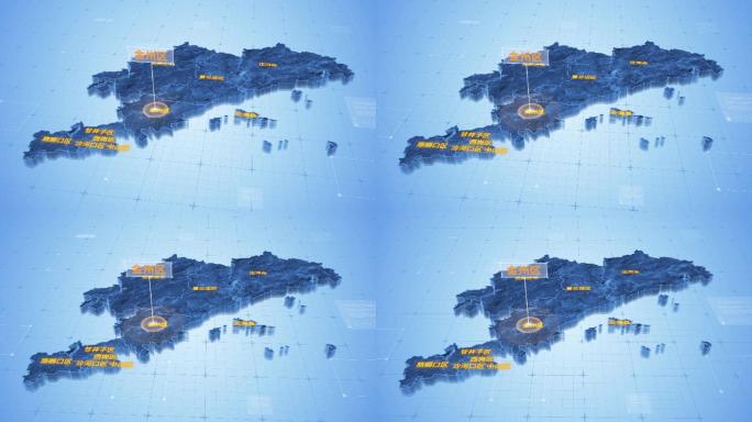 大连市金州区三维科技感地图ae模板