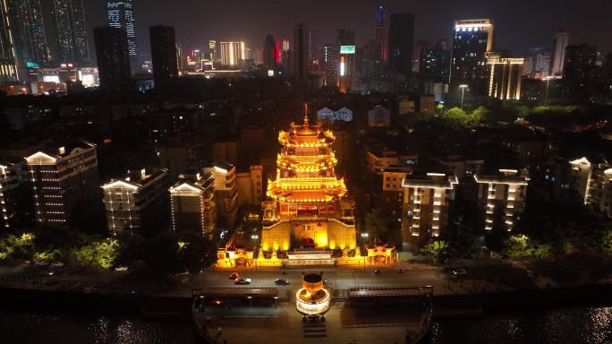 柳州著名景点西来古寺航拍夜景