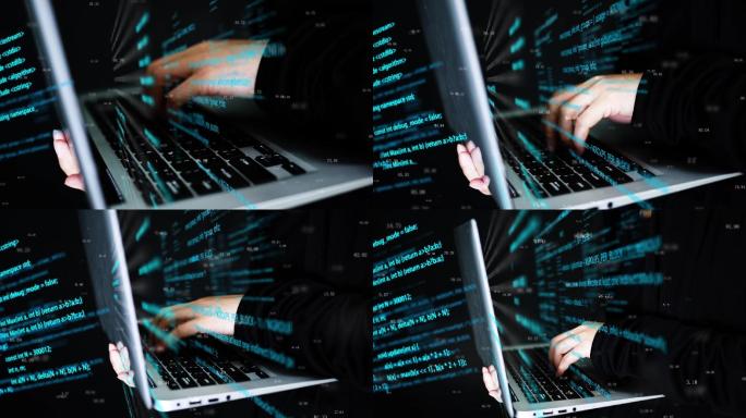 网络黑客敲代码攻击数据信息安全