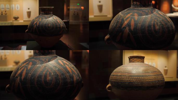 新石器时代马家窑文化豆荚纹双耳彩陶壶
