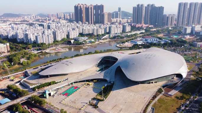 广州亚运城体育馆地标建筑航拍