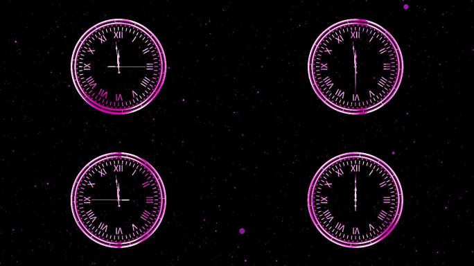 4K粉紫色时钟一分钟倒数视频