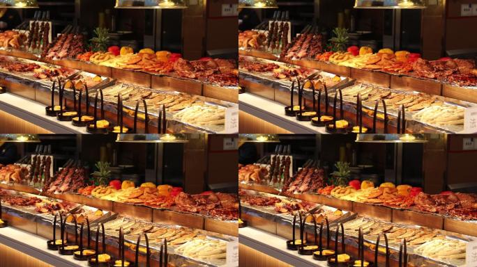 比萨视频 自助餐厅 海鲜海鲜烤肉素材